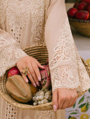 MAHNUR-3PC LAWN CHIKAANKARI EMBROIDERED SHIRT WITH KHADDI NET EMB DUPATTA AND TROUSER -BIC-4703