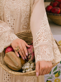 MAHNUR-3PC LAWN CHIKAANKARI EMBROIDERED SHIRT WITH KHADDI NET EMB DUPATTA AND TROUSER -BIC-4703