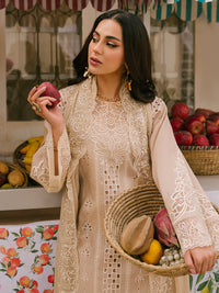 MAHNUR-3PC LAWN CHIKAANKARI EMBROIDERED SHIRT WITH KHADDI NET EMB DUPATTA AND TROUSER -BIC-4703