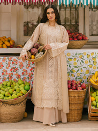 MAHNUR-3PC LAWN CHIKAANKARI EMBROIDERED SHIRT WITH KHADDI NET EMB DUPATTA AND TROUSER -BIC-4703