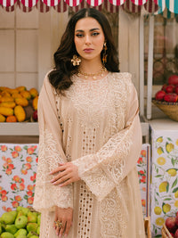 MAHNUR-3PC LAWN CHIKAANKARI EMBROIDERED SHIRT WITH KHADDI NET EMB DUPATTA AND TROUSER -BIC-4703