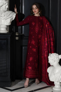 BATIK-3PC DHANAK EMBROIDERED SHIRT WITH COURTRAI PRINTED SHAWL & TROUSER-BIC-