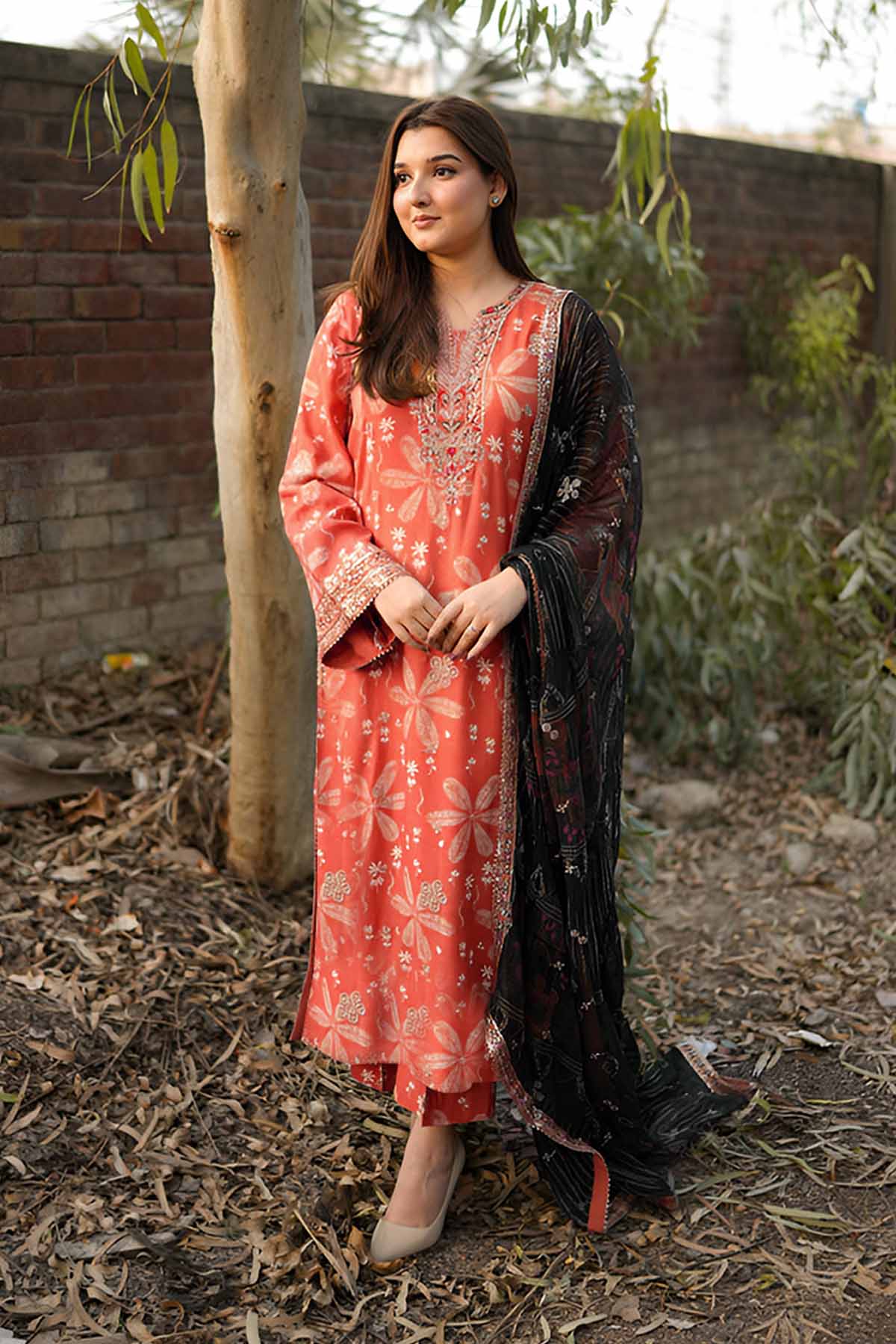 ANEELAS-3PC LAWN PRINTED SHIRT WITH SILK PRINTED DUPATTA AND TROUSER-BIC-048