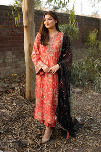 ANEELAS-3PC LAWN PRINTED SHIRT WITH SILK PRINTED DUPATTA AND TROUSER-BIC-048