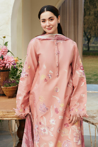 ZAHRA SHAHJAHAN- 3PC LAWN EMBROIDERED SHIRT WITH MONARK PRINT DUPATTA-BIC-3674