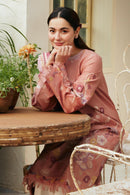 ZARA SHAH JAHAN- 3PC DHANAK EMBROIDERED SHIRT WITH COUTRAI PRINTED SHAWL & EMB TROUSER-BIC-4106