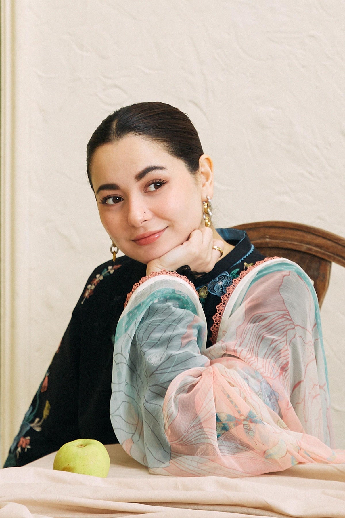 ZARASHAHJAHAN- 3PC DHANAK EMBROIDERED SHIRT WITH COUTRAI WOOL PRINT SHAWL AND EMB TROUSER-BIC-3214