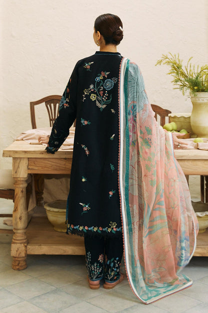 ZARASHAHJAHAN- 3PC DHANAK EMBROIDERED SHIRT WITH COUTRAI WOOL PRINT SHAWL AND EMB TROUSER-BIC-3214