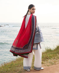 URGE-3PC LAWN EMBROIDERED SHIRT WITH CHIFFOON PRINTED DUPATTA AND EMB TROUSER-BIC-4511
