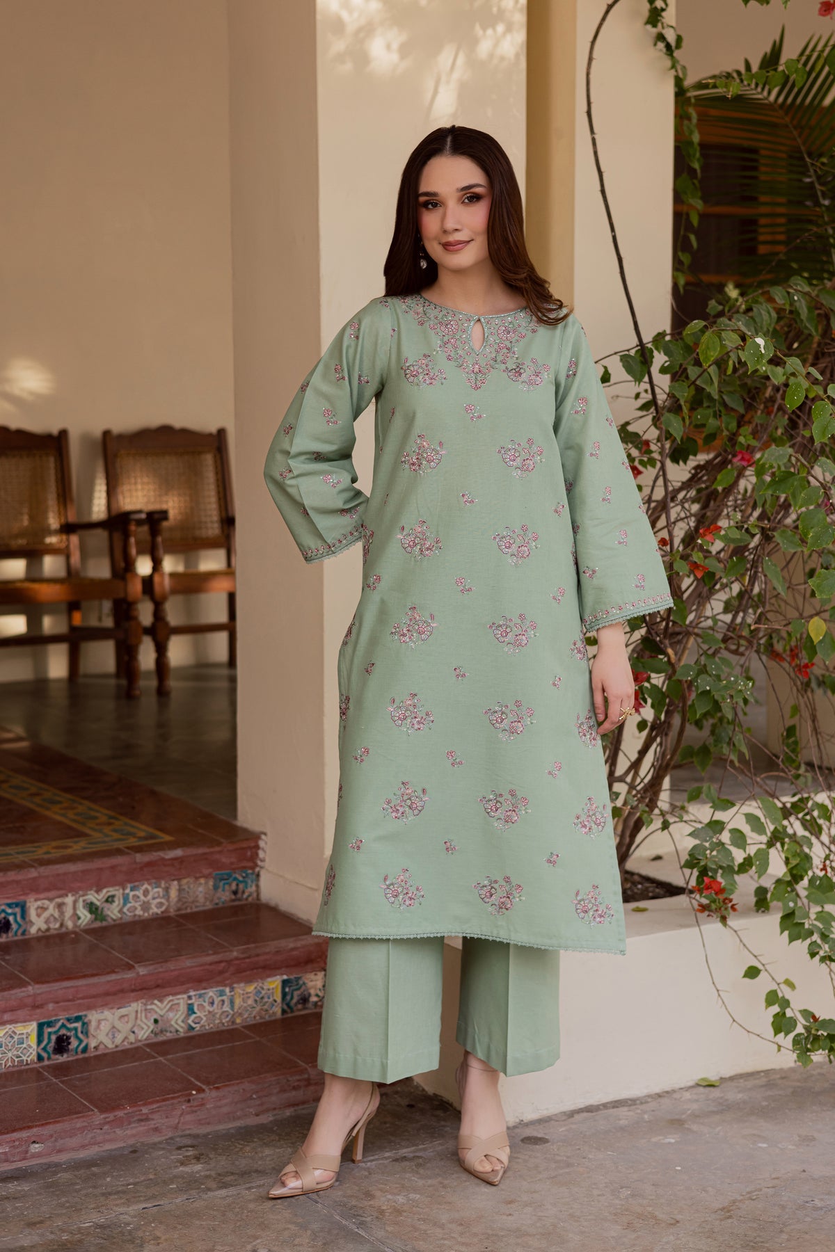 BATIK-2PC LAWN SEQUIN EMBROIDERED SHIRT WITH  TROUSER-BIC-237