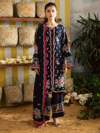 MAHNUR-3PC DHANAK EMBROIDERED SHIRT WITH DHANAK EMBROIDERED SHAWL AND EMB TROUSER-BIC-5231
