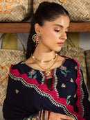 MAHNUR-3PC DHANAK EMBROIDERED SHIRT WITH DHANAK EMBROIDERED SHAWL AND EMB TROUSER-BIC-5231
