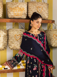MAHNUR-3PC DHANAK EMBROIDERED SHIRT WITH DHANAK EMBROIDERED SHAWL AND EMB TROUSER-BIC-5231