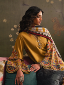 ETHNC-3PC DHANAK EMBROIDERED SHIRT WITH COUTRAI PRINTED SHAWL TYE&DYE DUPATTA SHAWL AND TROUSER-BIC-5230