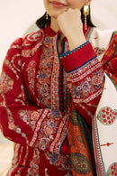 ZAHRA SHAHJAHAN- 3PC DHANAK EMBROIDERED SHIRT WITH COURTRAI PRINT SHAWL AND EMB TROUSER-BIC-