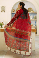 ZAHRA SHAHJAHAN- 3PC DHANAK EMBROIDERED SHIRT WITH COURTRAI PRINT SHAWL AND EMB TROUSER-BIC-
