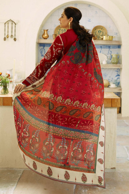 ZARASHAHJAHAN-3PC LAWN EMBROIDERED SHIRT WITH MONARK PRINT DUPATTA AND EMB TROUSER-BIC-3521