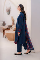 JAZMIN-3PC DHANAK EMBROIDERED SHIRT WITH COURTRAI PRINTED SHAWL & TROUSER-BIC-4058