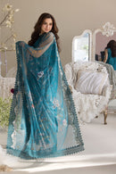 SOBIA NAZIR-3PC DHANAK CHIKAN EMBROIDERED SHIRT WITH COURTRAI PRINTED SHAWL AND TROUSER BIC-4096