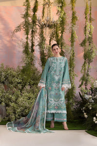 SOBIA NAZIR-3PC LAWN CHIKAN EMBROIDERED SHIRT WITH CHIFFON EMBROIDERED PRINTED DUPATTA AND EMB TROUSER -BIC-4708