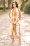 LIBAAS-3PC DHANAK EMBROIDERED SHIRT WITH DHANAK EMBROIDERED SHAWL AND TROUSER BIC-4281