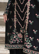 LIBAAS-3PC DHANAK EMBROIDERED SHIRT WITH DHANAK EMBROIDERED SHAWL & TROUSER-BIC-4346
