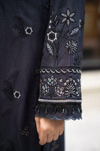LIBAAS-3PC DHANAK EMBROIDERED SHIRT WITH DHANAK EMBROIDERED SHAWL & TROUSER-BIC-4224