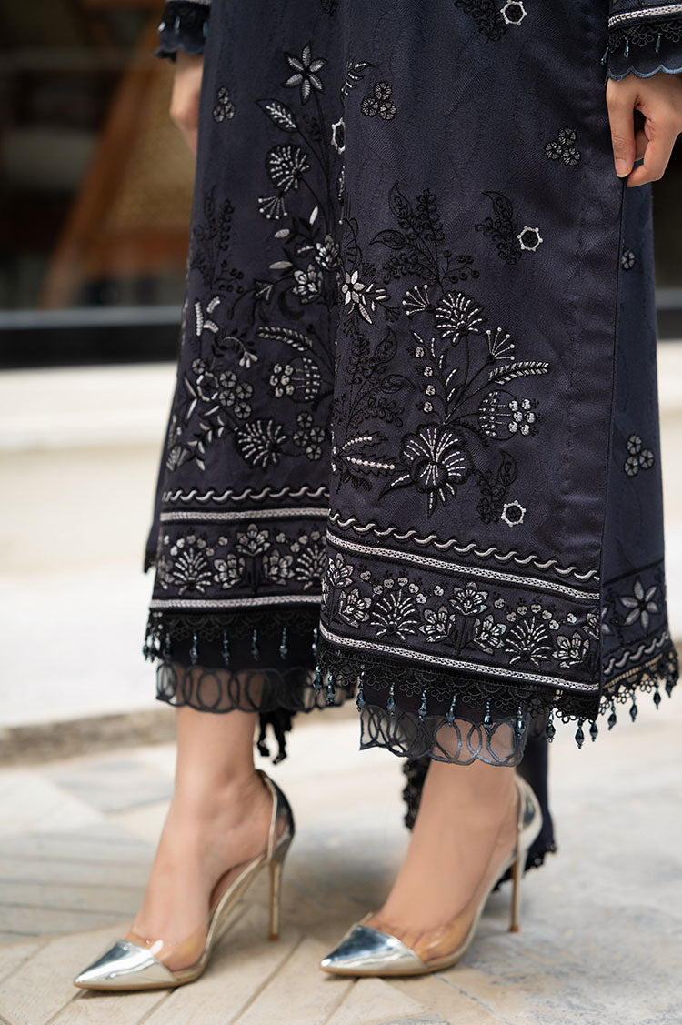 LIBAAS-3PC DHANAK EMBROIDERED SHIRT WITH DHANAK EMBROIDERED SHAWL & TROUSER-BIC-4223