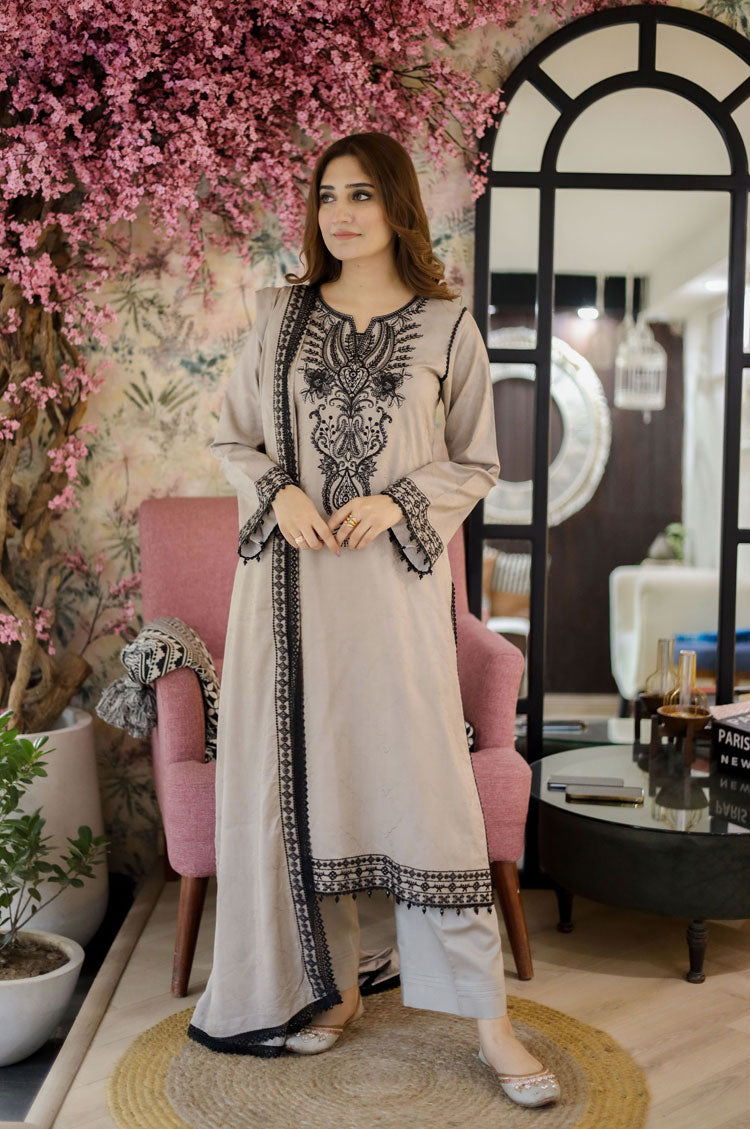 LIBAAS-3PC LAWN EMBROIDERED SHIRT WITH LAWN EMBROIDERED DUPATTA AND TROUSER -BIC-4561