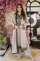 LIBAAS-3PC LAWN EMBROIDERED SHIRT WITH LAWN EMBROIDERED DUPATTA AND TROUSER -BIC-4561