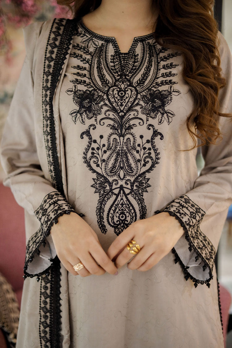 LIBAAS-3PC LAWN EMBROIDERED SHIRT WITH LAWN EMBROIDERED DUPATTA AND TROUSER -BIC-4561