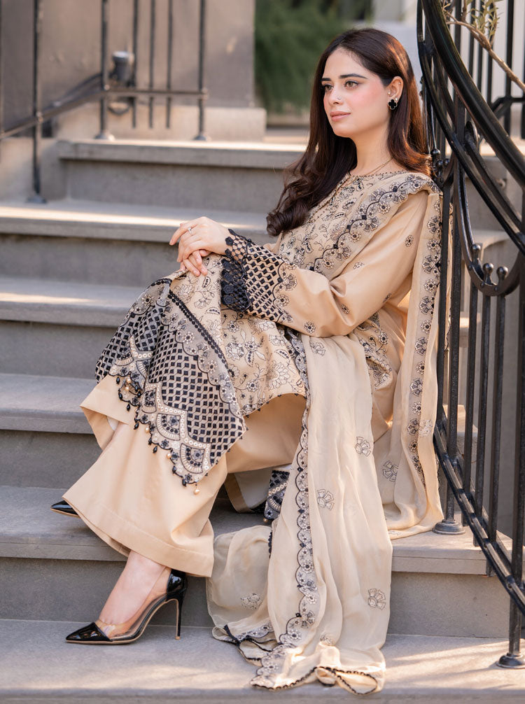 SAPPHIRE-3PC LAWN SEQUENCE EMBROIDERED SHIRT WITH CHIFFON EMBROIDERED DUPATTA AND TROUSER-BIC-3750