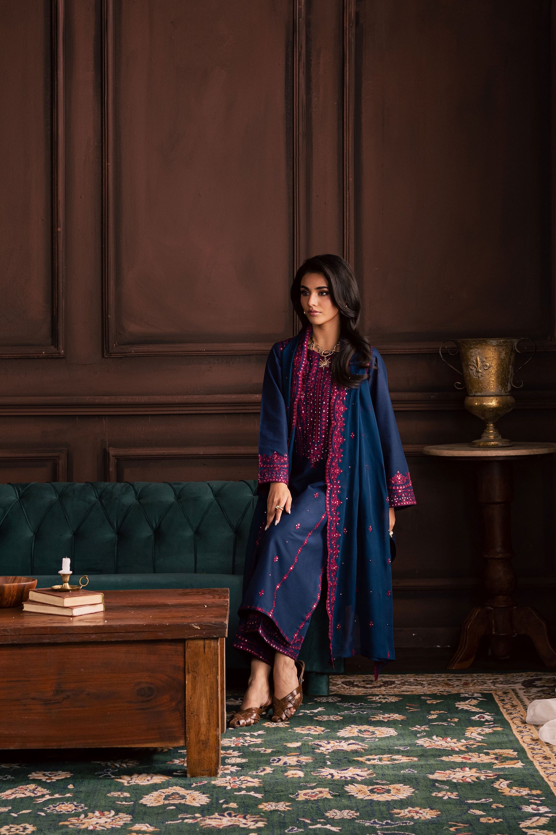 BATIK-3PC LAWN SEQUIN EMBROIDERED SHIRT WITH CHIFFON EMBROIDERED DUPATTA AND TROUSER-BIC-4878