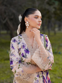 GARNET-3PC LAWN PRINTED EMB SHIRT WITH SILK PRINTED DUPATTA AND PRINTED TROUSER-BIC-045
