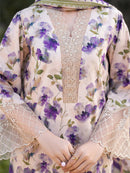 GARNET-3PC LAWN PRINTED EMB SHIRT WITH SILK PRINTED DUPATTA AND PRINTED TROUSER-BIC-045