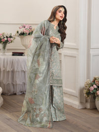 MOHAGNI-3PC LAWN PRINTED EMBROIDERED SHIRT WITH SILK PRINTED DUPATTA AND PRINTED TROUSER-BIC-008