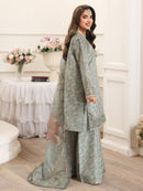 MOHAGNI-3PC LAWN PRINTED EMBROIDERED SHIRT WITH SILK PRINTED DUPATTA AND PRINTED TROUSER-BIC-008