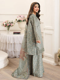 MOHAGNI-3PC LAWN PRINTED EMBROIDERED SHIRT WITH SILK PRINTED DUPATTA AND PRINTED TROUSER-BIC-008