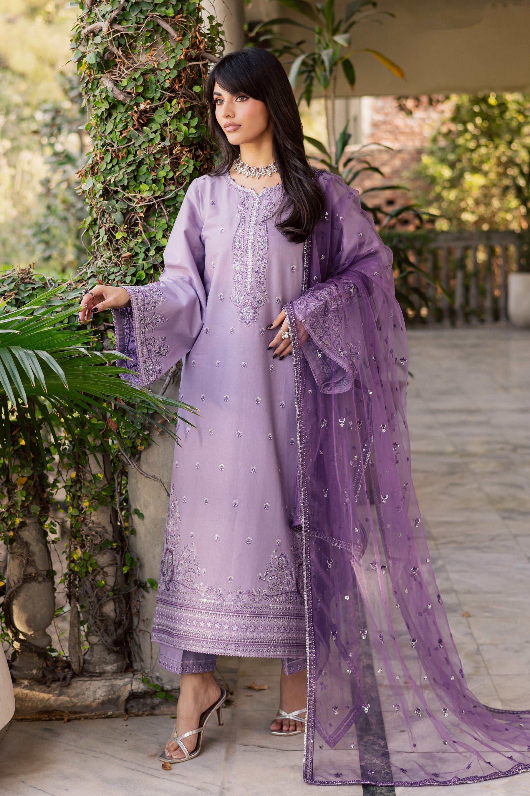 BATIK-3PC LAWN EMBROIDERED SHIRT WITH ORGANZA EMBROIDERED DUPATTA AND TROUSER-BIC-4830