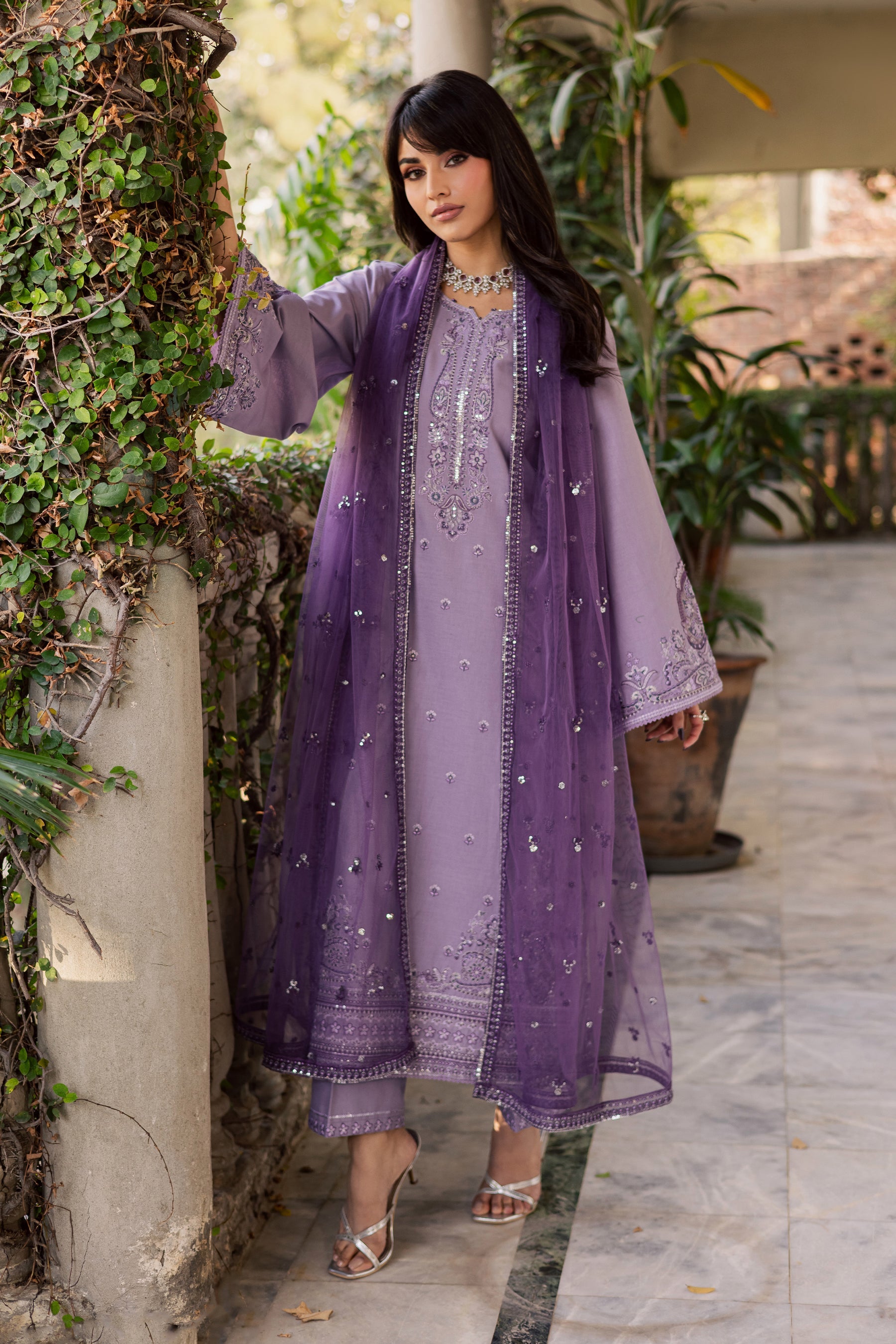 BATIK-3PC LAWN EMBROIDERED SHIRT WITH ORGANZA EMBROIDERED DUPATTA AND TROUSER-BIC-4830