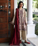REPUBLIC-3PC DHANAK EMBROIDERED SHIRT WITH DHANAK EMBROIDERED SHAWL AND EMB TROUSER -BIC-5169