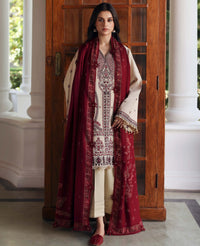 REPUBLIC-3PC DHANAK EMBROIDERED SHIRT WITH DHANAK EMBROIDERED SHAWL AND EMB TROUSER -BIC-5169