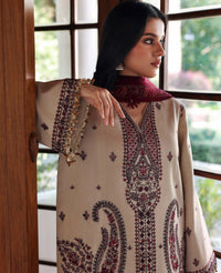 REPUBLIC-3PC DHANAK EMBROIDERED SHIRT WITH DHANAK EMBROIDERED SHAWL AND EMB TROUSER -BIC-5169