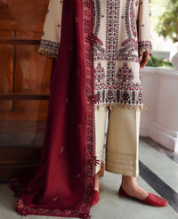 REPUBLIC-3PC DHANAK EMBROIDERED SHIRT WITH DHANAK EMBROIDERED SHAWL AND EMB TROUSER -BIC-5169