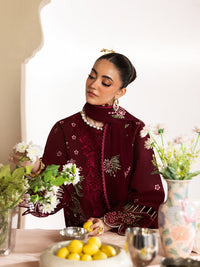 MAHNUR-3PC DHANAK EMBROIDERED SHIRT WITH DHANAK EMBROIDERED SHAWL AND TROUSER-BIC-5277