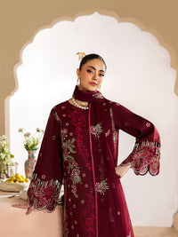 MAHNUR-3PC DHANAK EMBROIDERED SHIRT WITH DHANAK EMBROIDERED SHAWL AND TROUSER-BIC-5277