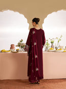 MAHNUR-3PC DHANAK EMBROIDERED SHIRT WITH DHANAK EMBROIDERED SHAWL AND TROUSER-BIC-5277