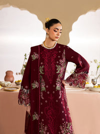 MAHNUR-3PC DHANAK EMBROIDERED SHIRT WITH DHANAK EMBROIDERED SHAWL AND TROUSER-BIC-5277