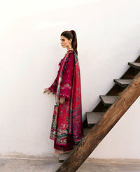 REPUBLIC-3PC DHANAK EMBROIDERED SHIRT WITH COURTRAI PRINTED SHAWL & DHANAK TOUSER-BIC-4278