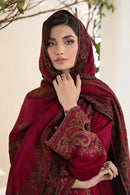 MARIA B-3PC KHADDAR EMBROIDRED SHIRT WITH WOOL PRINT SHAWL AND TROUSER-BIC-3268 B